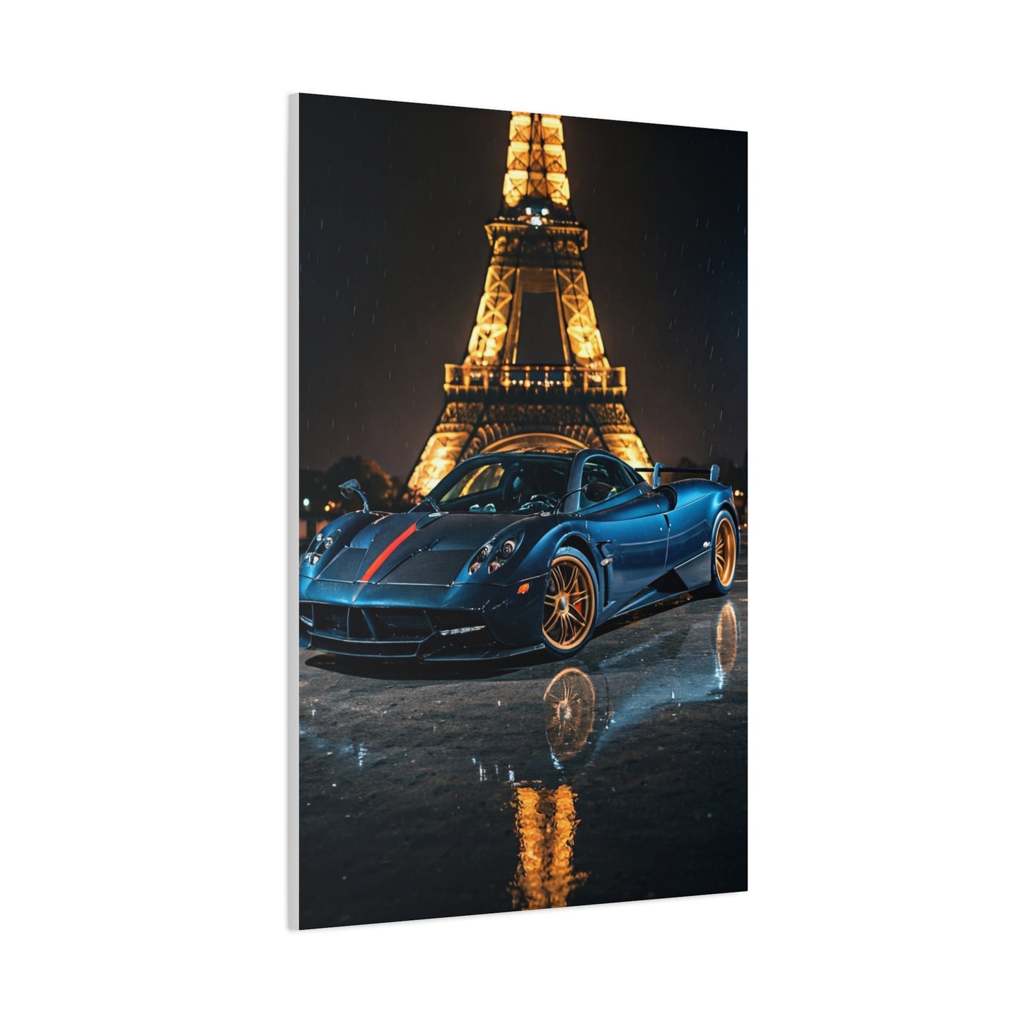 Pagani Huayra Paris Eiffel Tower Night Wall Art & Canvas Prints