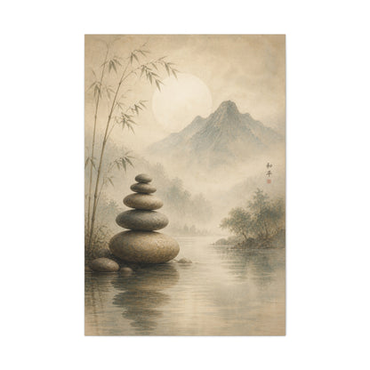 Zen Sacred Stone Landscape Wall Art & Canvas Print