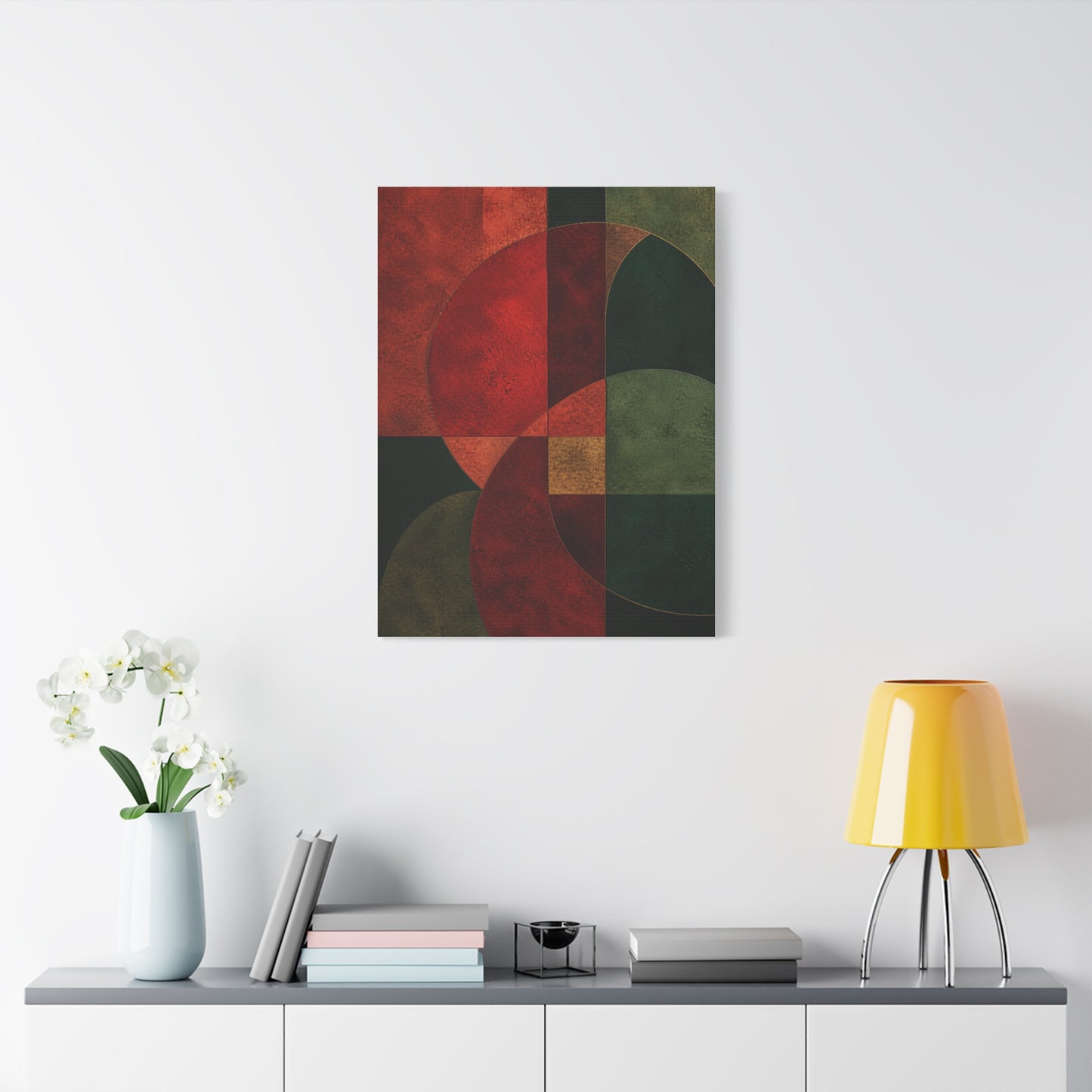Red and Emerald Geometric Abstract Wall Art & Canvas Print