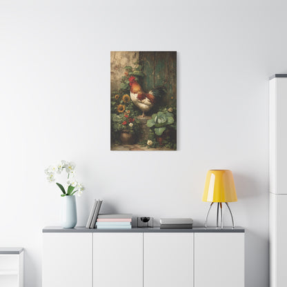 Farmyard Rooster Folk Garden Wall Art & Canvas Print