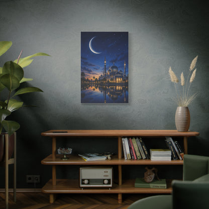 Crescent Moon Mosque Reflection Wall Art & Canvas Print