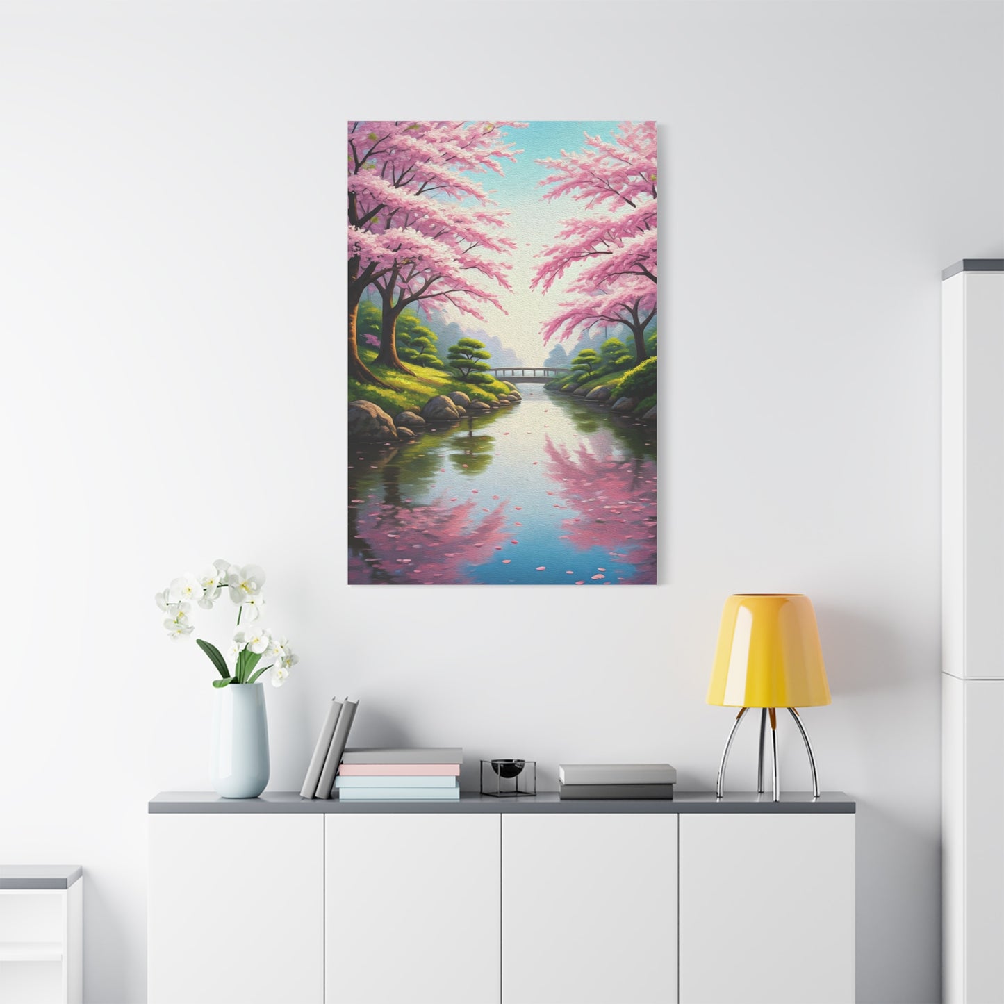 Sakura River Garden Reflection Wall Art & Canvas Prints