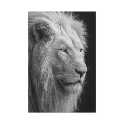 White Lion Monochrome Close Portrait Wall Art & Canvas Print