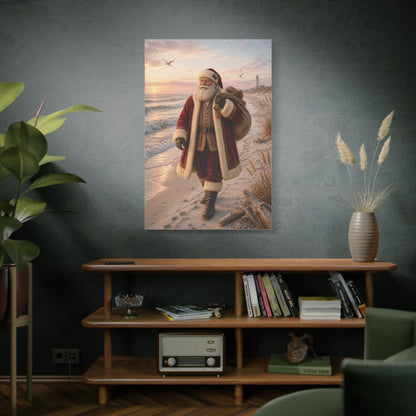 Coastal Santa at Sunrise Wall Art & Canvas Print