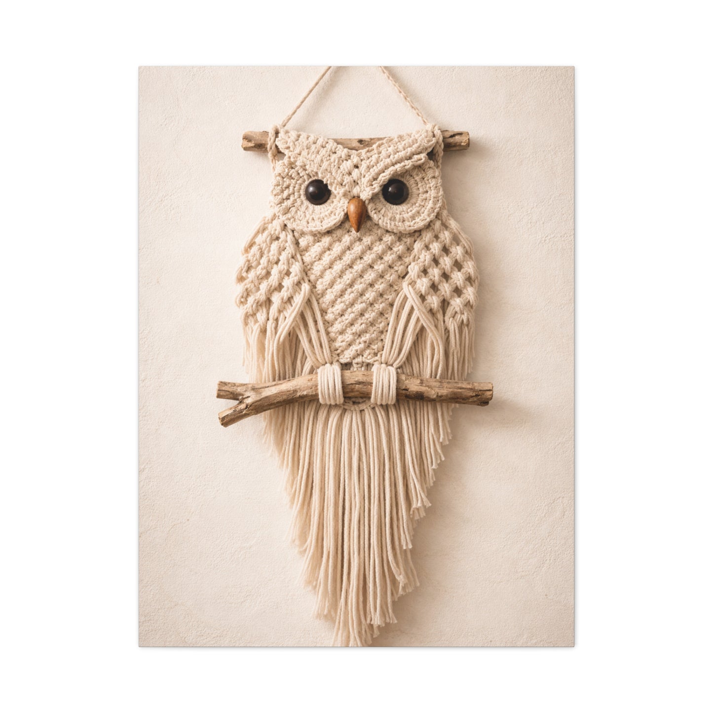 Boho Macrame Owl Textile Wall Art & Canvas Print