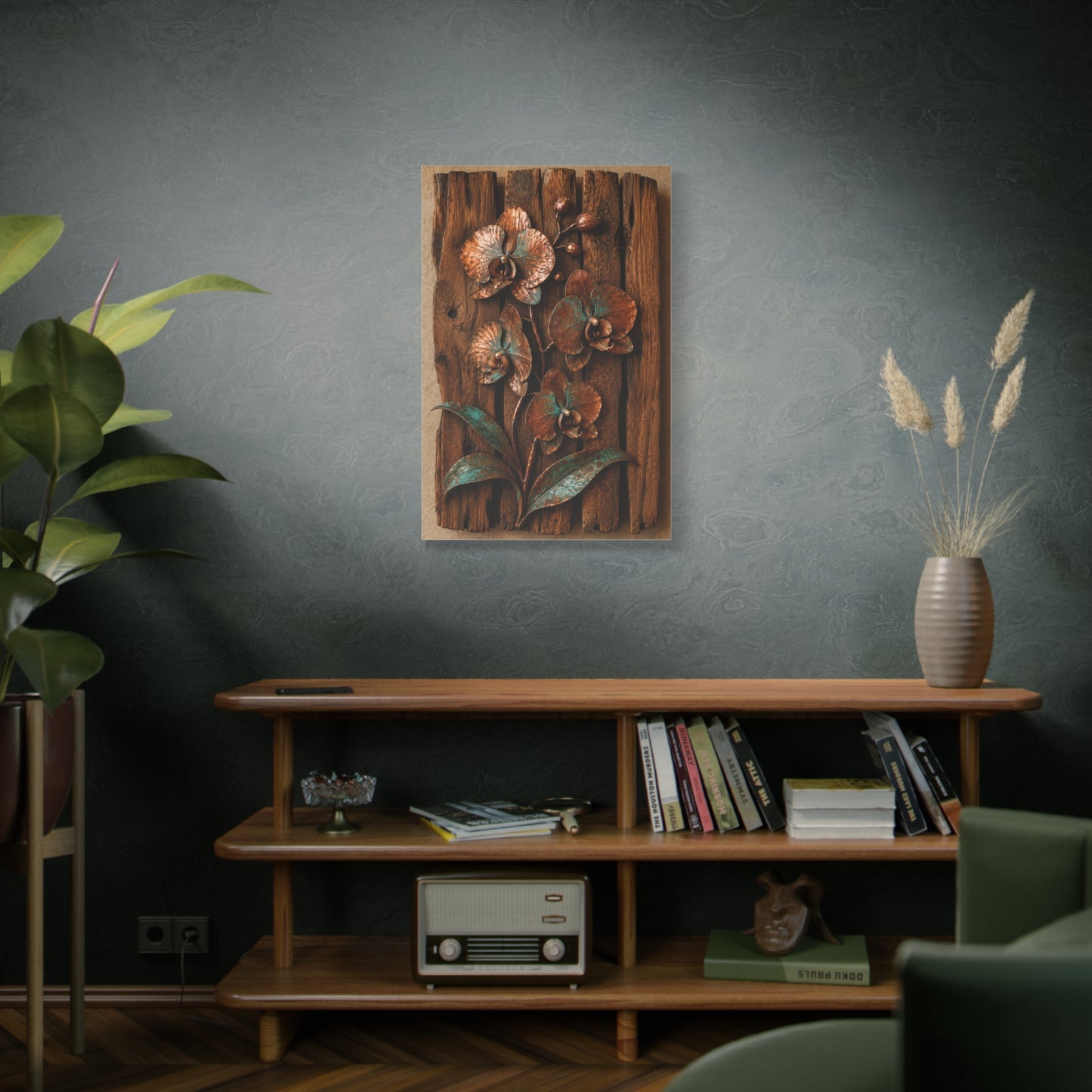 Copper Orchid on Reclaimed Wood Southwest Wall Art & Canvas Print