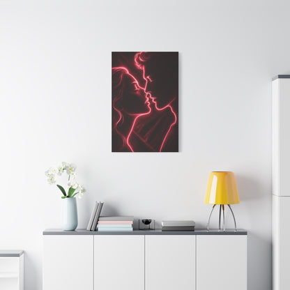 Neon Velvet Kiss Silhouette Wall Art & Canvas Print
