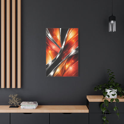 Chrome and Orange Liquid Abstraction Wall Art & Canvas Print