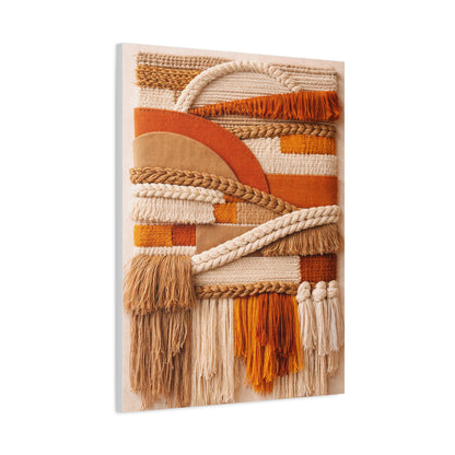 Boho Textile Orange Fiber Composition Wall Art & Canvas Print