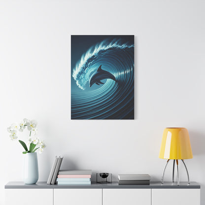 Dolphin Within Ocean Wave Motion Wall Art & Canvas Prints