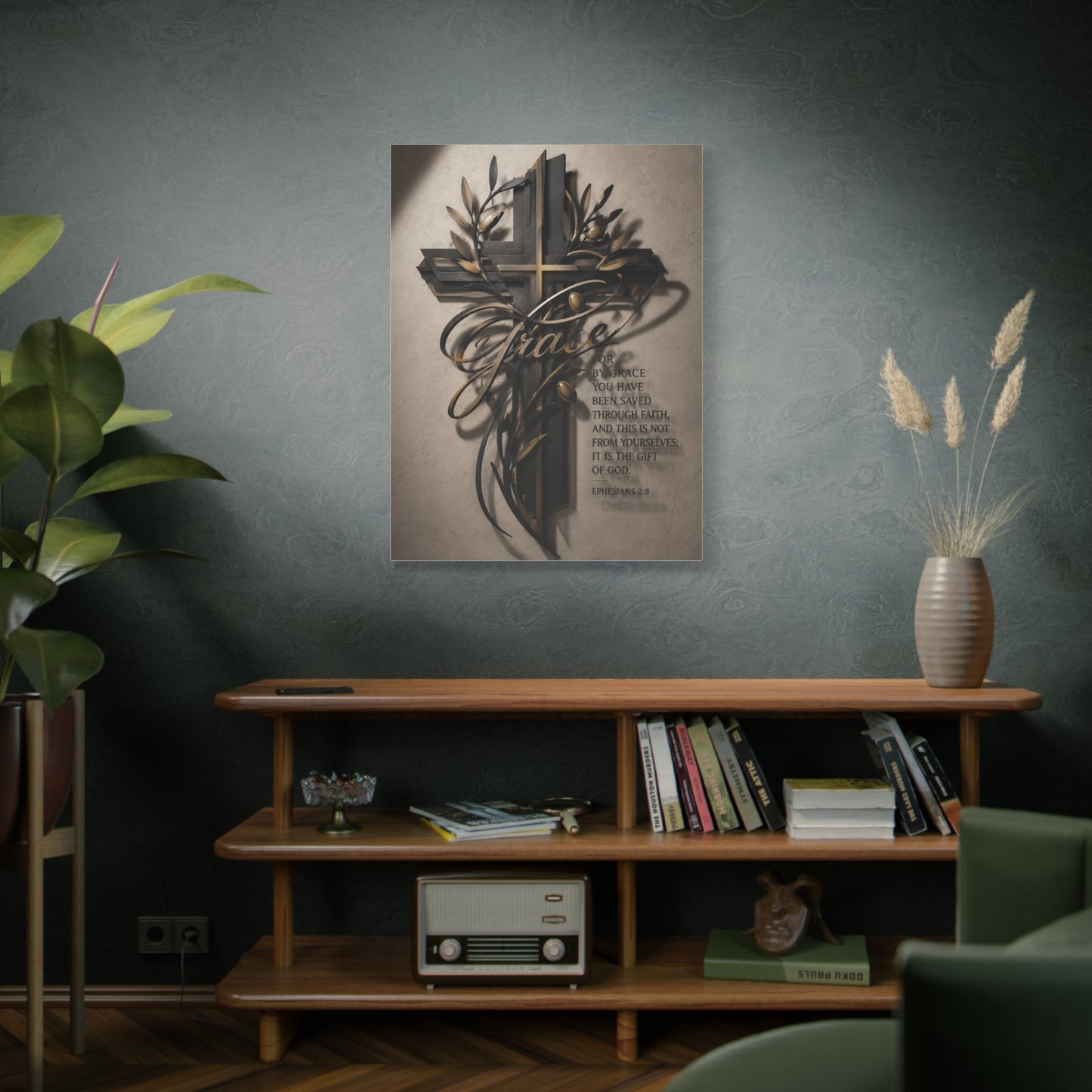 Grace Cross Metal Scripture Wall Art & Canvas Print