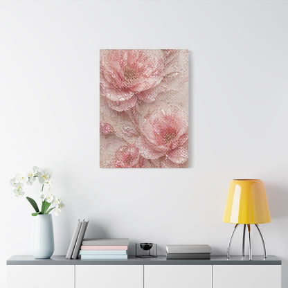 Crushed Glass Pink Floral Relief Wall Art & Canvas Print