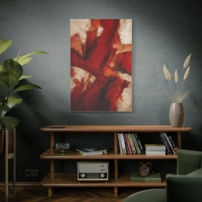 Abstract Crimson Cross Composition Wall Art & Canvas Print
