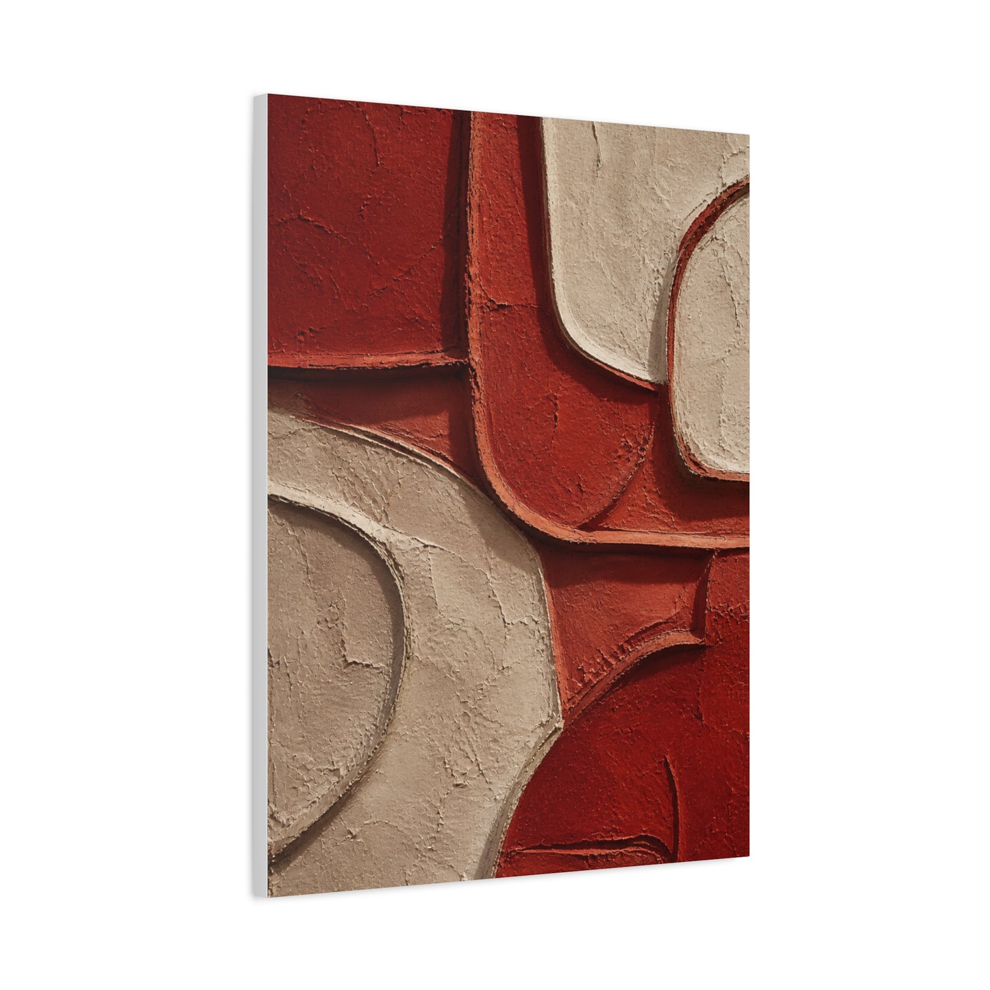 Red and Beige Sculptural Minimal Abstraction Wall Art & Canvas Print