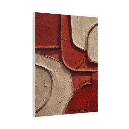 Red and Beige Sculptural Minimal Abstraction Wall Art & Canvas Print