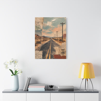Route 66 Desert Collage Landscape Wall Art & Canvas Print