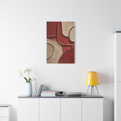 Red and Beige Sculptural Minimal Abstraction Wall Art & Canvas Print