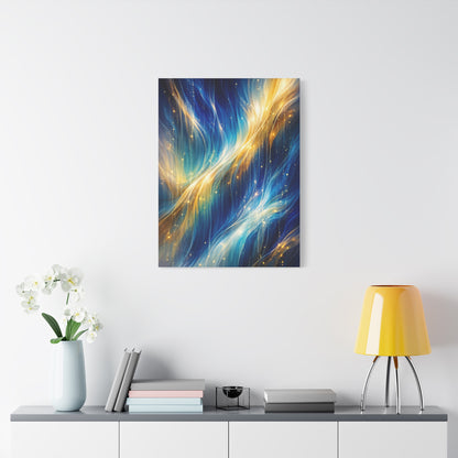 Blue-and-Gold Rain Abstract Wall Art & Canvas Print