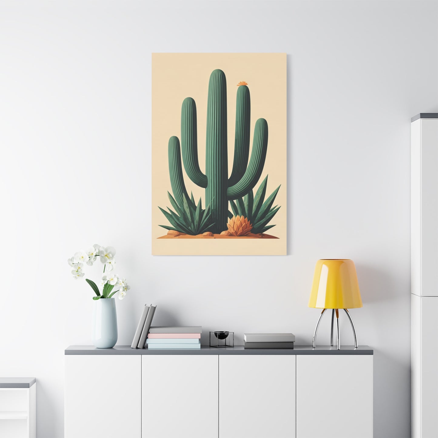 Desert Botanical Saguaro and Agave Composition Wall Art & Canvas Prints