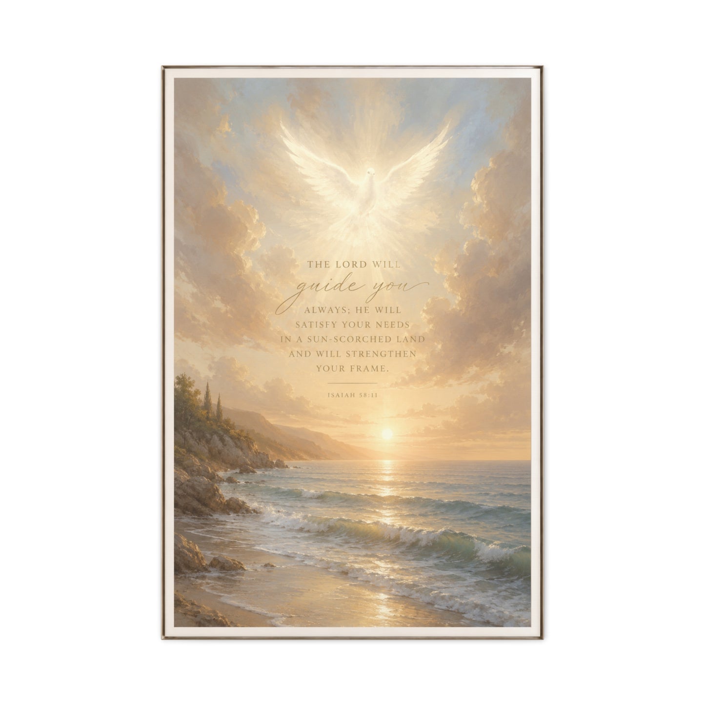 Isaiah Coastal Dove Scripture Wall Art & Canvas Print