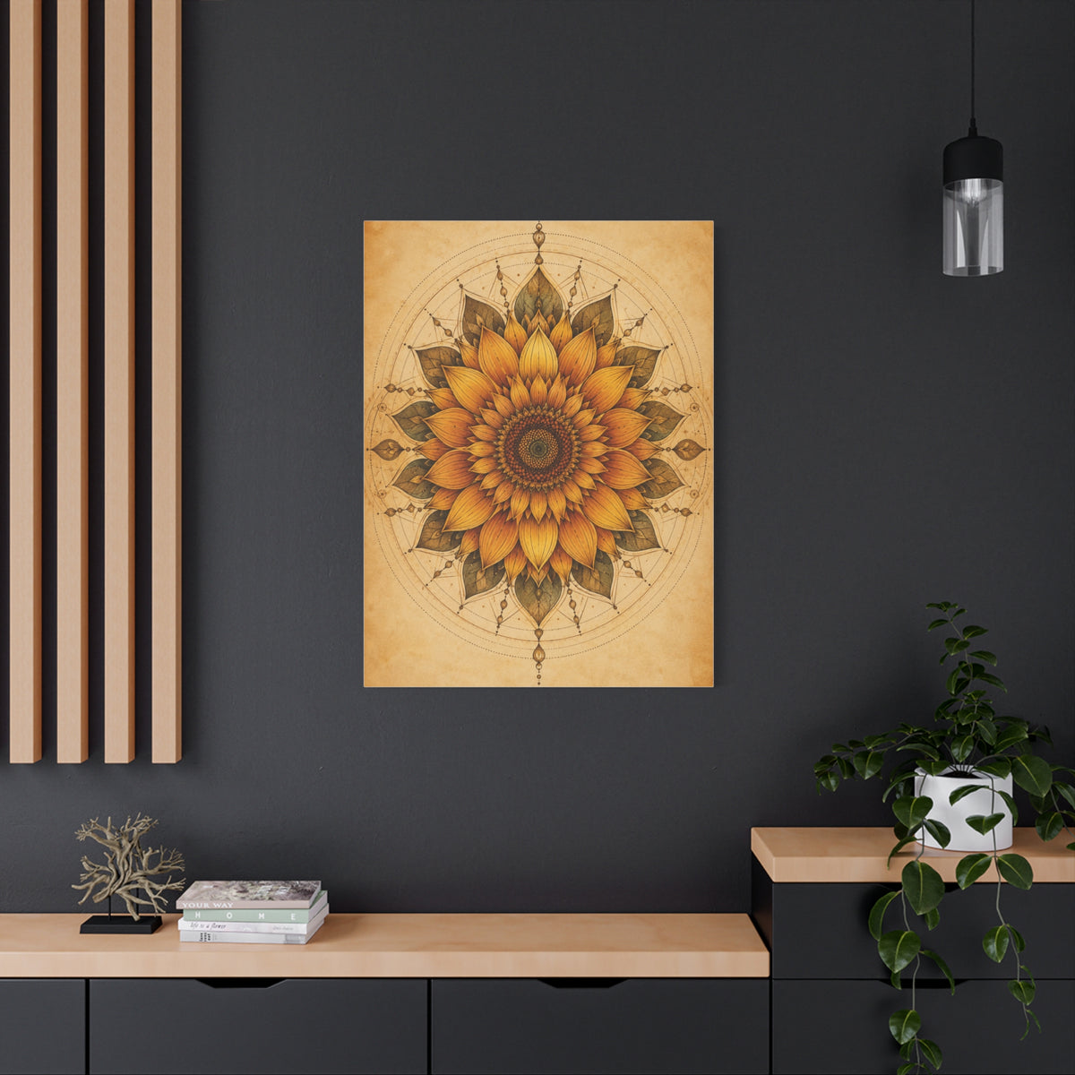 Sacred Sunflower Mandala Wall Art & Canvas Print