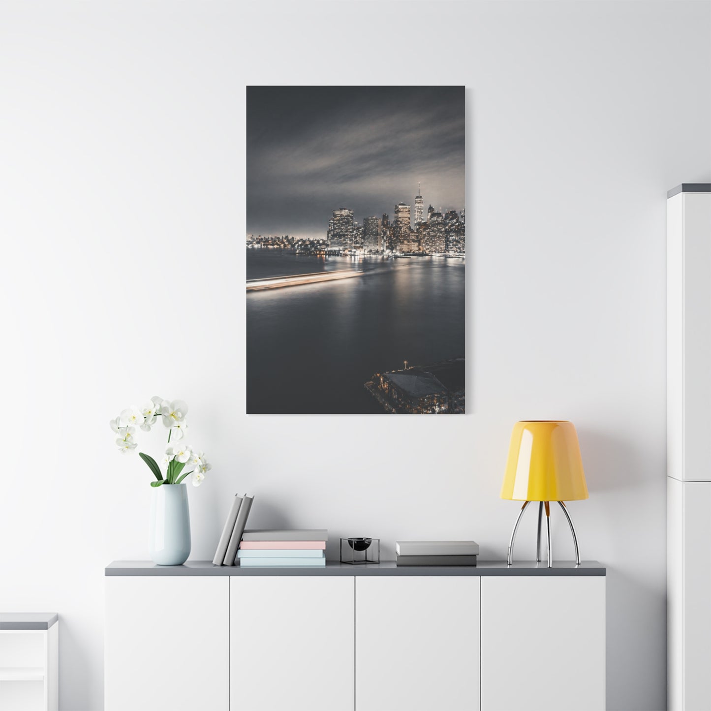 Monochrome Manhattan Waterfront Panorama Wall Art & Canvas Print