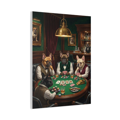 French Bulldog Private Bar Poker Scene Wall Art & Canvas Print