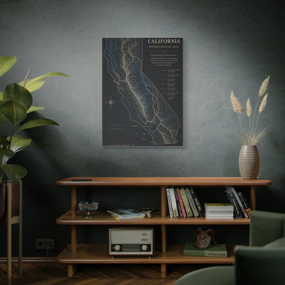 California Hydrological Watershed Map Wall Art & Canvas Print