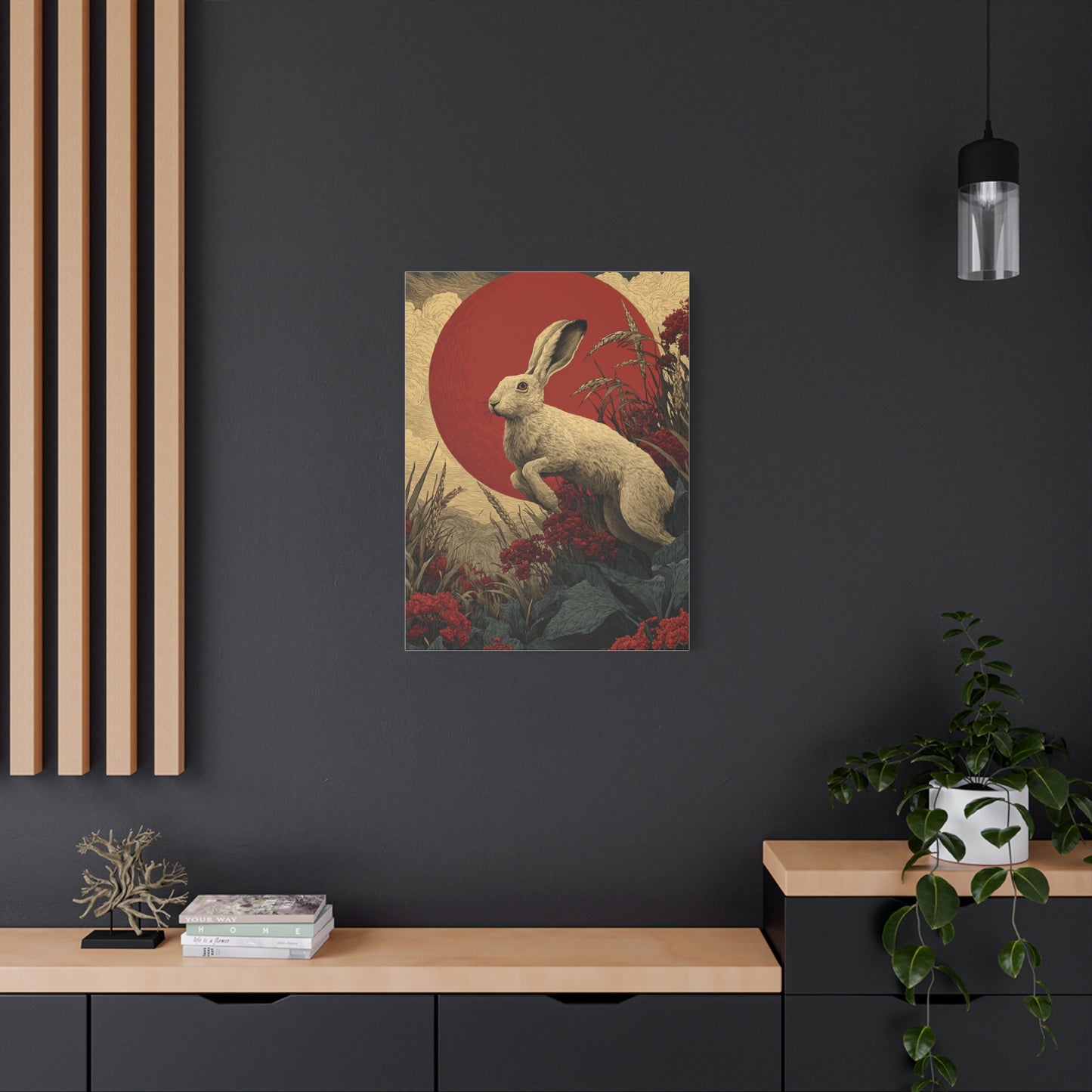 Harvest Moon Folk Hare Wall Art & Canvas Print