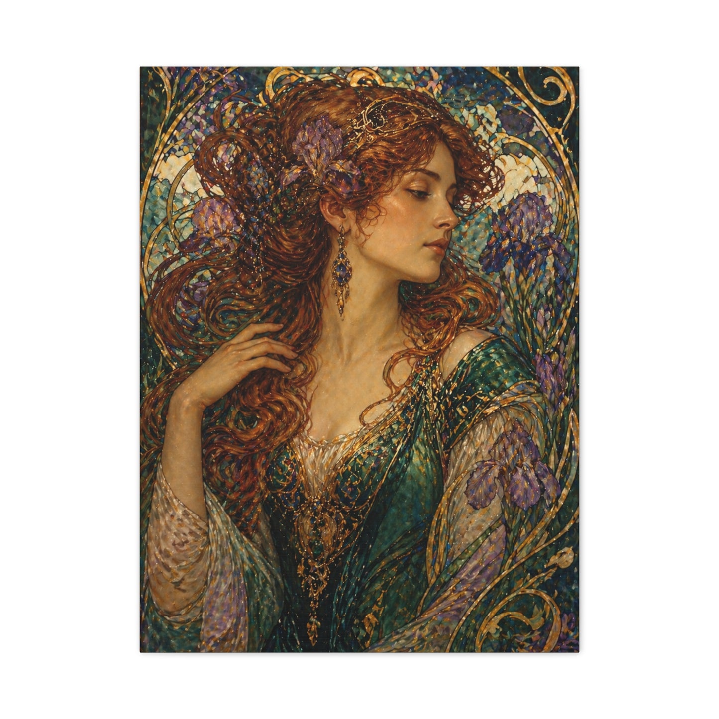 Art Nouveau Woman Ornamental Portrait Wall Art & Canvas Print