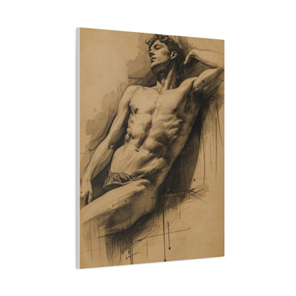 Charcoal Expression Male Study Wall Art & Canvas Print