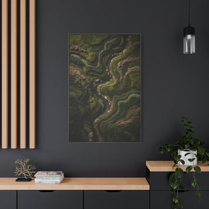 Topographic Moss River Landscape Wall Art & Canvas Print