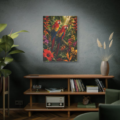 Luxury Jungle Macaw Floral Scene Tropical Wall Art & Canvas Print