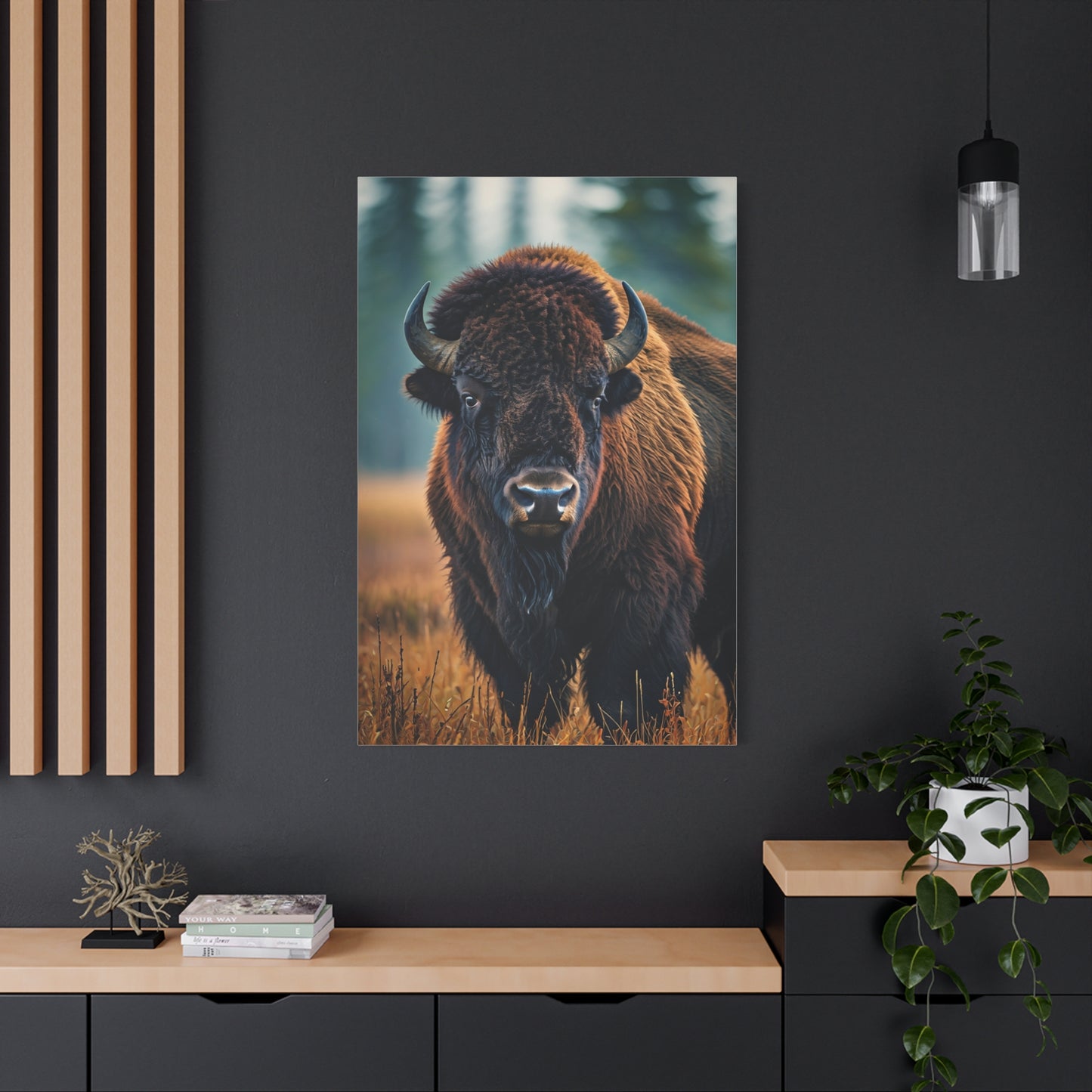 American Bison in Autumn Prairie Light Wall Art & Canvas Print