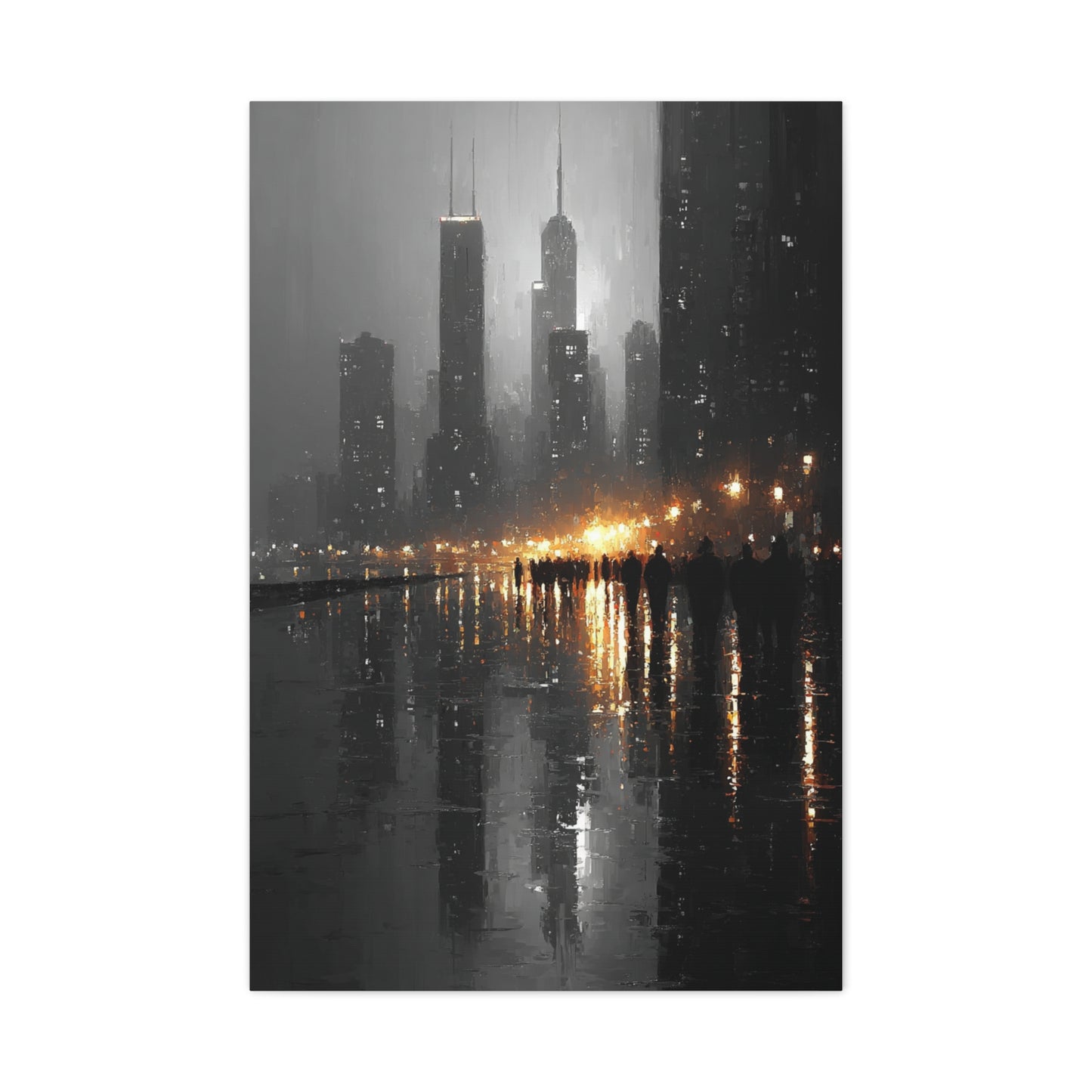 Rainy City Reflection Abstract Wall Art & Canvas Print