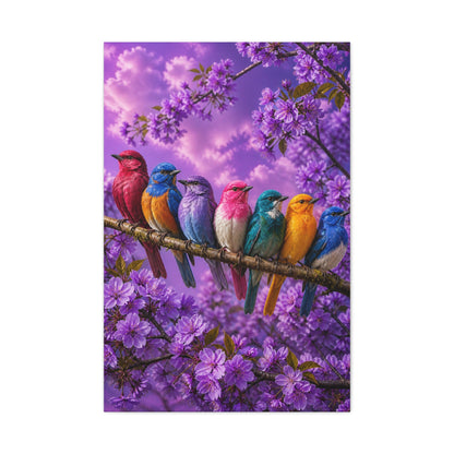 Vibrant Blossom Birds Garden Wall Art & Canvas Print