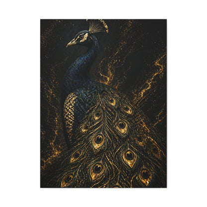 Black and Gold Regal Peacock Wall Art & Canvas Print