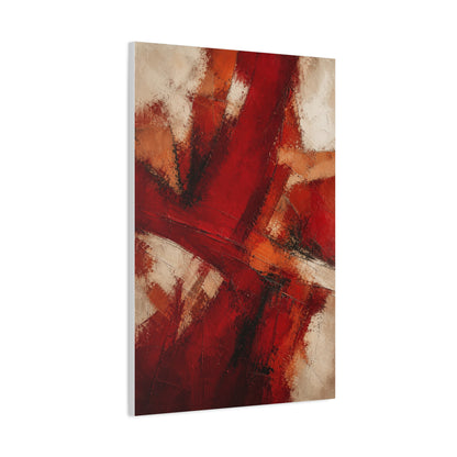 Abstract Crimson Cross Composition Wall Art & Canvas Print