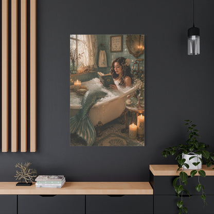 Vintage Bath Mermaid Reading Wall Art & Canvas Print