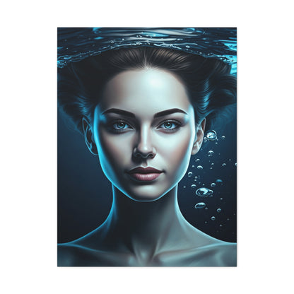 Underwater Woman Portrait with Floating Hair Wall Art & Canvas Prints