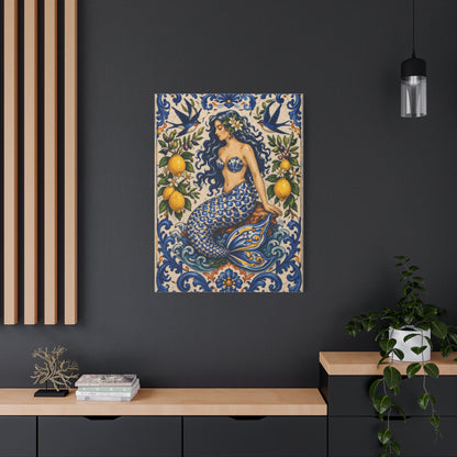Sicilian Majolica Mermaid Tile Wall Art & Canvas Print