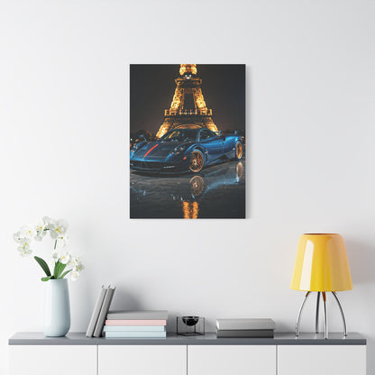 Pagani Huayra Paris Eiffel Tower Night Wall Art & Canvas Prints
