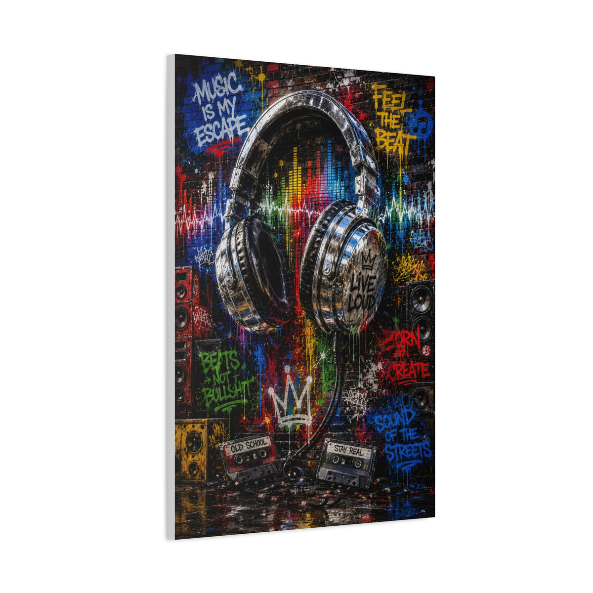 Graffiti Headphones Music Street Wall Art & Canvas Print