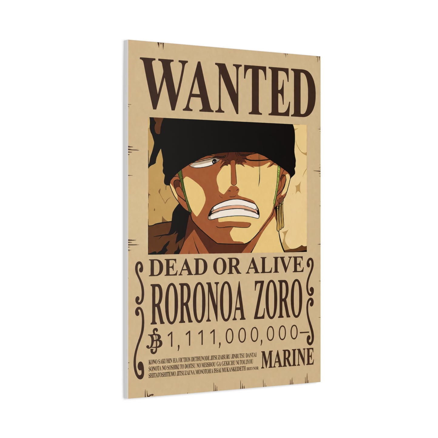 One Piece Roronoa Zoro Wanted Poster Wall Art & Canvas Print