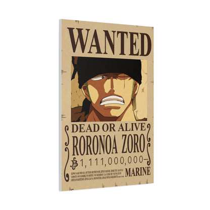 One Piece Roronoa Zoro Wanted Poster Wall Art & Canvas Print