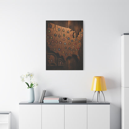 Wooden Beer Cap USA Map Wall Art & Canvas Print