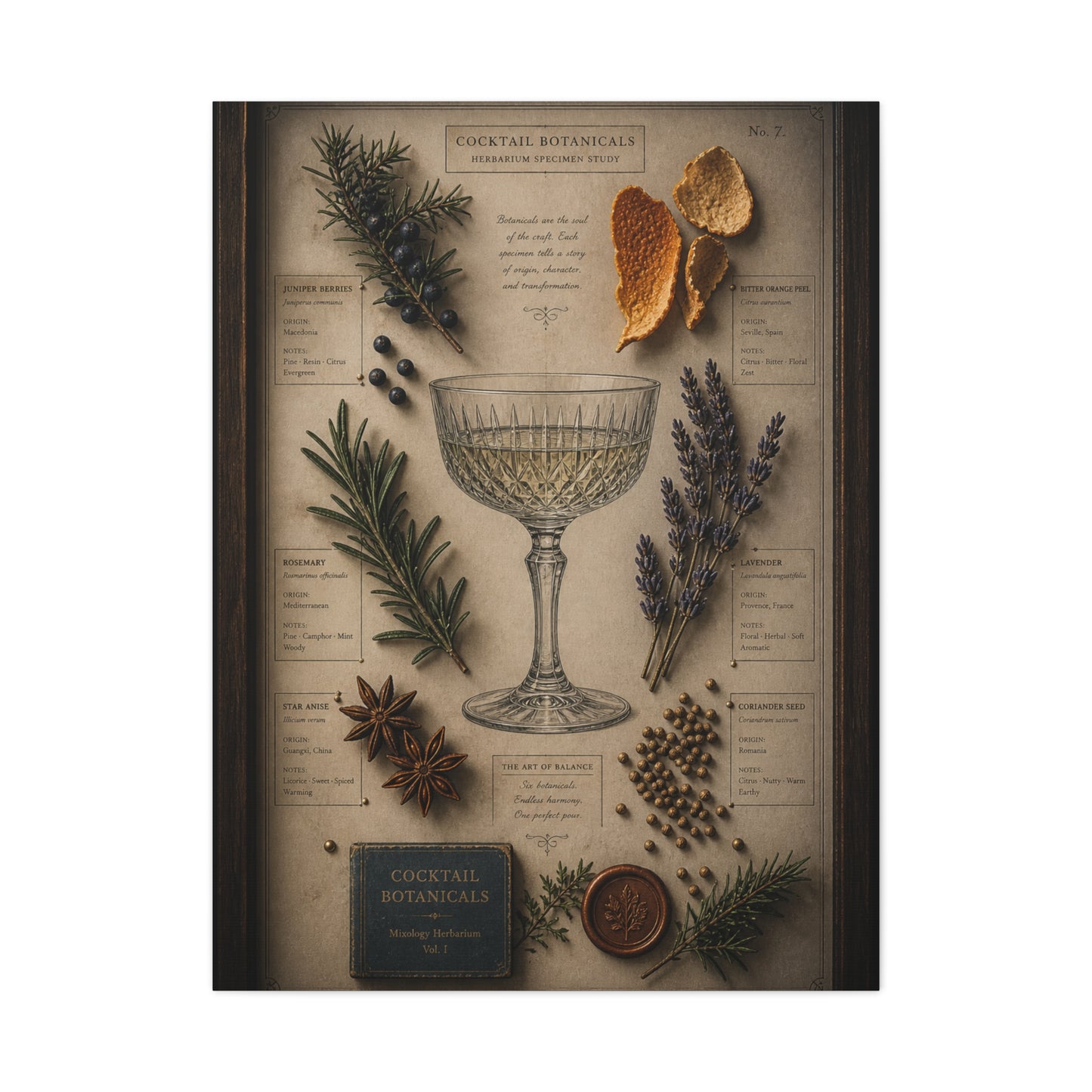 Cocktail Botanical Herbarium Study Wall Art & Canvas Print