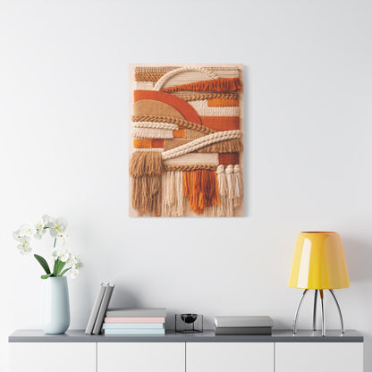 Boho Textile Orange Fiber Composition Wall Art & Canvas Print