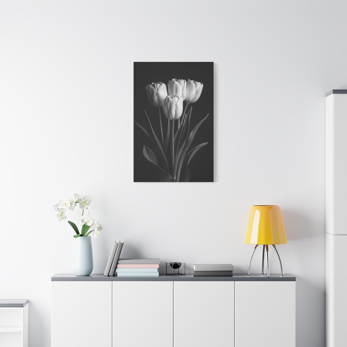 Graceful Tulip Trio Monochrome Wall Art & Canvas Prints