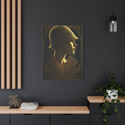 Golden Deco Profile Woman Wall Art & Canvas Prints